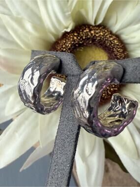 Simon Sebbag SSD 925 Sterling Silver Hammered Hoop Earrings